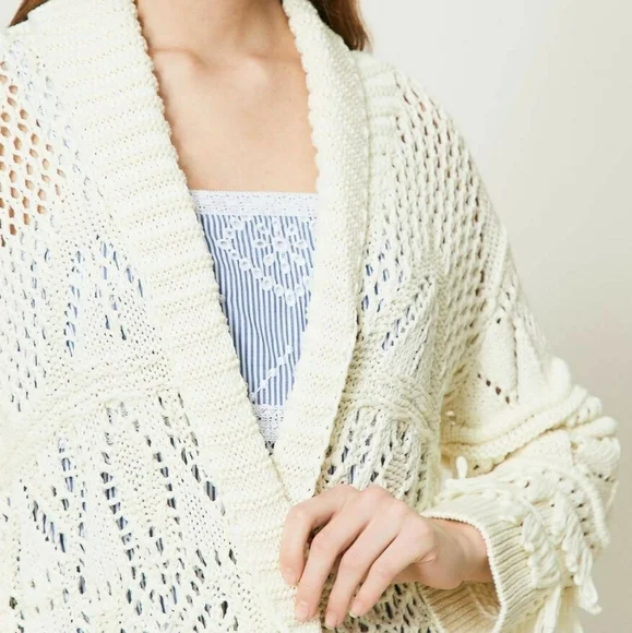 NWT TWINSET MILANO LACE FRINGE CARDIGAN JACKET S